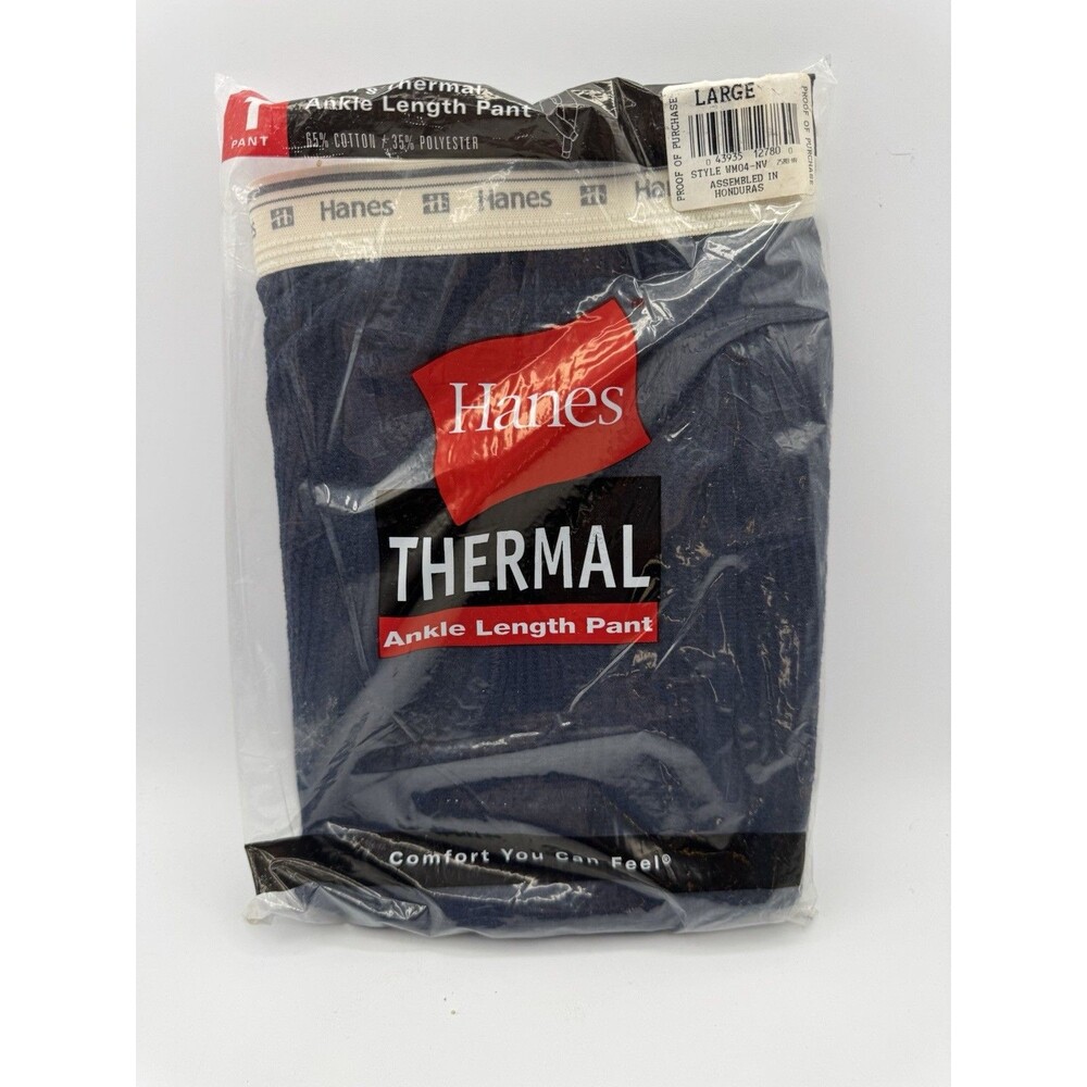 Hanes Men’s Thermal Ankle Pants Large Navy NOS Y2K 2001 Sealed